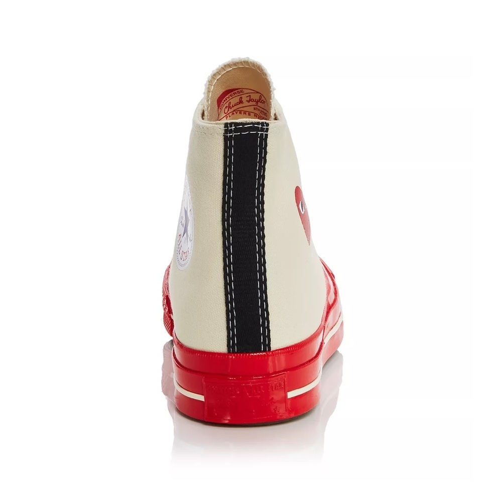 Comme Des Garcons PLAY x Converse Unisex Red Sole High Top Sneakers | Beige - Picture 3 of 5